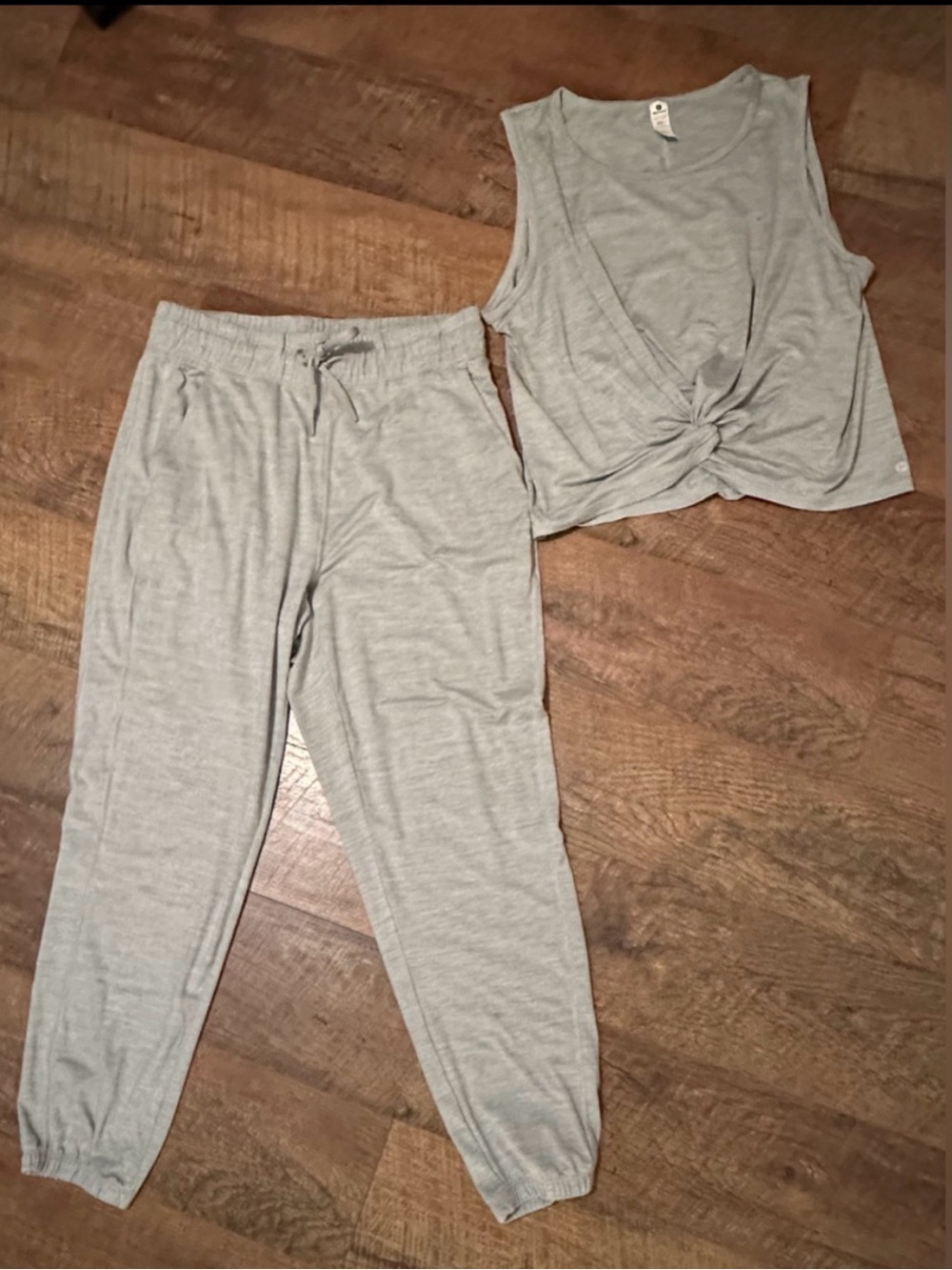 90 Degree by Reflex Waverly Tank Top & Jogger Set Heather Gray Lounge XXL